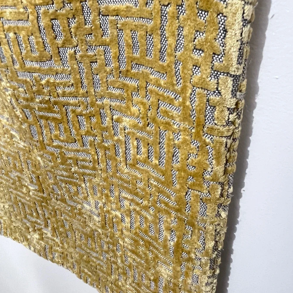 West Elm Pillow Cover Home 20x20 Gold Greek Key Geometric Velvet Luxe Accent